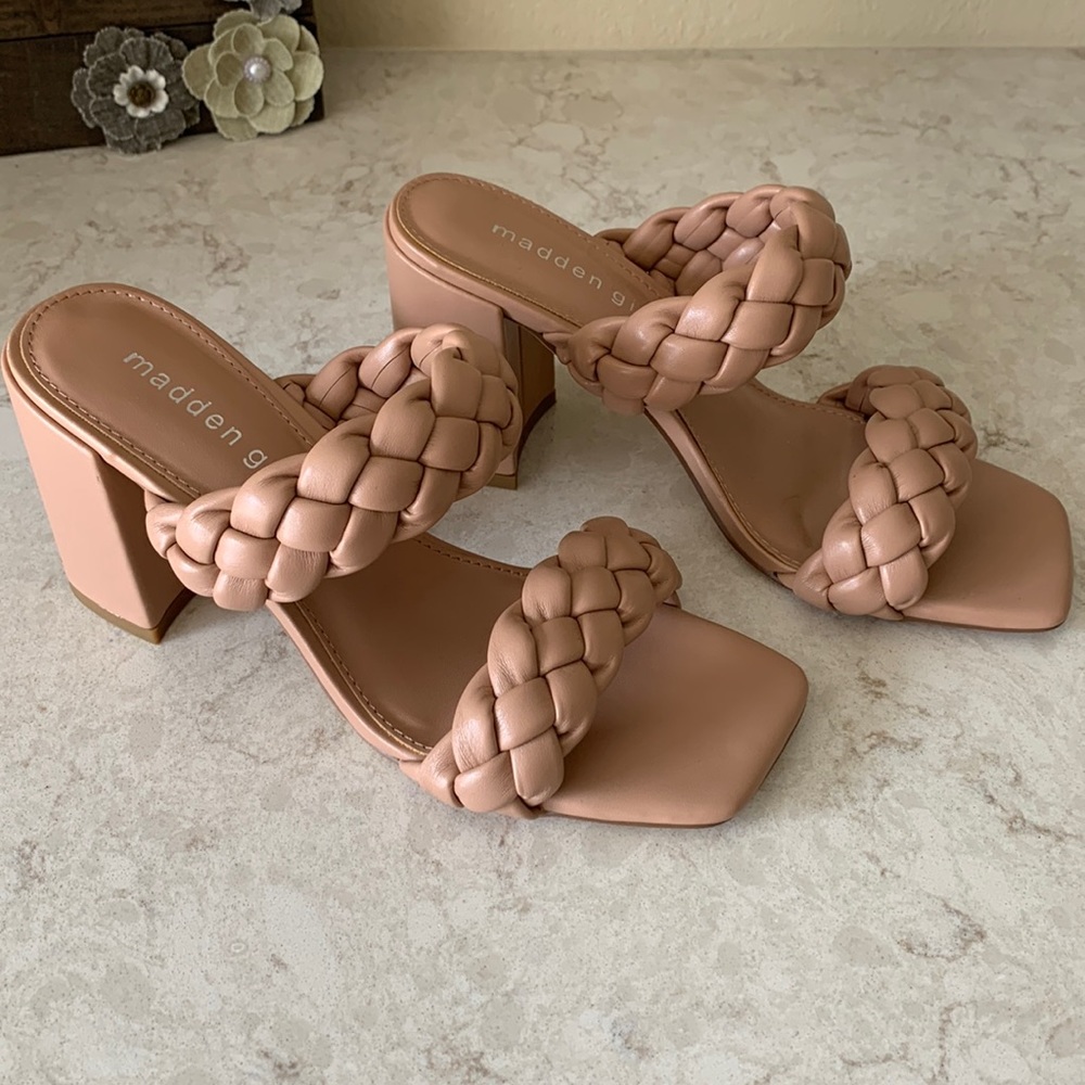 Madden Girl Size 7 Braided heels Nude